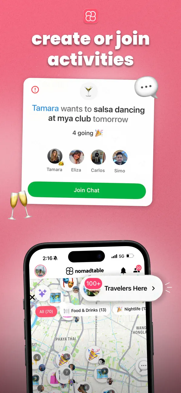 食事や観光のアクティビティを作成・参加するnomadtableのApp Storeスクリーンショット